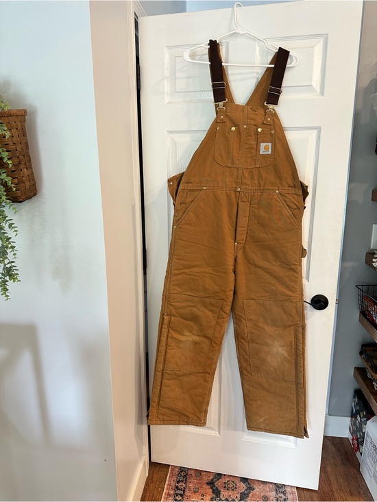 Carhartt Other - Carhartt quilted Canvas Coveralls with Dark Brown Straps 34x30